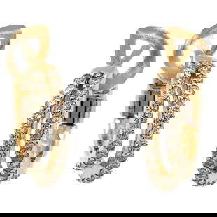 Harbor Diamonds 14K Yellow Gold Two Row Diamond Hoop Earrings 0.73 Carats: Harbor Diamonds 14K Yellow Gold Two Row Diamond Hoop Earrings 0.73 Carats These elegant two-row diamond hoop earrings showcase a total of 50 round brilliant diamonds, weighing 0.73 carats, set in luxu