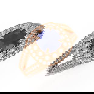 2.69 ctw Certified Sapphire & Diamond Victorian Ring 14K Rose Gold: 2.69 ctw Certified Sapphire & Diamond Victorian Ring 14K Rose Gold 2.69 ctw Certified Sapphire & Diamond Victorian Ring 14K Rose Gold Designer Brand Luxury Jewelrymade in the USA Suggested Retail Pric