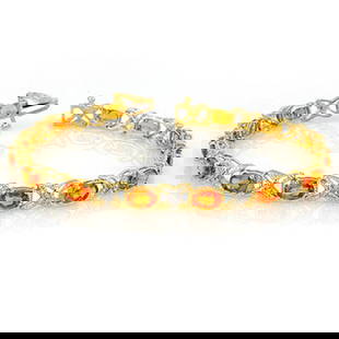 10.15 ctw Orange Sapphire & Diamond Bracelet 14k Yellow Gold: 10.15 ctw Orange Sapphire & Diamond Bracelet 14k Yellow Gold 10.15 ctw Orange Sapphire & Diamond Bracelet 14k Yellow Gold Designer Brand Luxury Jewelrymade in the USA Suggested Retail Price: $8400 .It