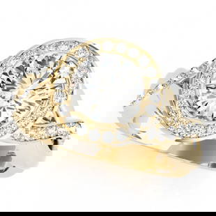 2 ctw Certified VS/SI Diamond Halo Ring 18k Yellow Gold: 2 ctw Certified VS/SI Diamond Halo Ring 18k Yellow Gold 2 ctw Certified VS/SI Diamond Halo Ring 18k Yellow Gold Designer Brand Luxury Jewelrymade in the USA Suggested Retail Price: $26800 .Item: Diamo