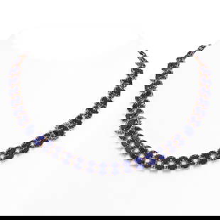 43.13 ctw Sapphire & Diamond Necklace 14K Rose Gold: 43.13 ctw Sapphire & Diamond Necklace 14K Rose Gold 43.13 ctw Sapphire & Diamond Necklace 14K Rose Gold Designer Brand Luxury Jewelrymade in the USA Suggested Retail Price: $29000 .Item: Sapphire Neck