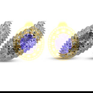 13.41 ctw Tanzanite & Diamond Victorian Earrings 14K Yellow Gold: 13.41 ctw Tanzanite & Diamond Victorian Earrings 14K Yellow Gold 13.41 ctw Tanzanite & Diamond Victorian Earrings 14K Yellow Gold Designer Brand Luxury Jewelrymade in the USA Suggested Retail Price: $