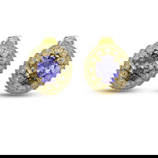 9.06 ctw Tanzanite & Diamond Victorian Earrings 14K Yellow Gold: 9.06 ctw Tanzanite & Diamond Victorian Earrings 14K Yellow Gold 9.06 ctw Tanzanite & Diamond Victorian Earrings 14K Yellow Gold Designer Brand Luxury Jewelrymade in the USA Suggested Retail Price: $14