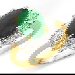 4.85 ctw Emerald & Diamond Ring 14k Yellow Gold: 4.85 ctw Emerald & Diamond Ring 14k Yellow Gold 4.85 ctw Emerald & Diamond Ring 14k Yellow Gold Designer Brand Luxury Jewelrymade in the USA Suggested Retail Price: $6600 .Item: Emerald RingTotal Gem
