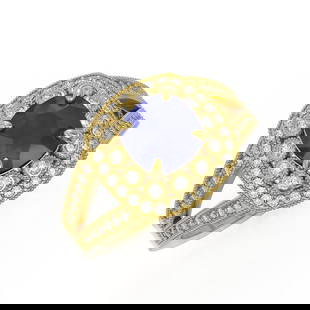 2.69 ctw Certified Sapphire & Diamond Victorian Ring 14K Yellow Gold: 2.69 ctw Certified Sapphire & Diamond Victorian Ring 14K Yellow Gold 2.69 ctw Certified Sapphire & Diamond Victorian Ring 14K Yellow Gold Designer Brand Luxury Jewelrymade in the USA Suggested Retail