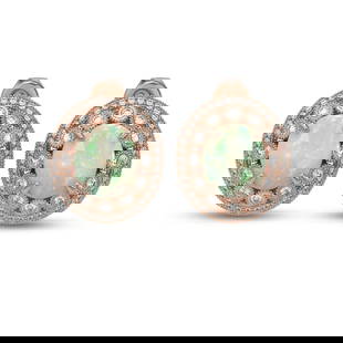 9.85 ctw Certified Opal & Diamond Victorian Earrings 14K Rose Gold: 9.85 ctw Certified Opal & Diamond Victorian Earrings 14K Rose Gold 9.85 ctw Certified Opal & Diamond Victorian Earrings 14K Rose Gold Designer Brand Luxury Jewelrymade in the USA Suggested Retail Pric