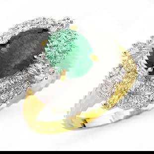 3.31 ctw Emerald & Diamond Ring 14k Yellow Gold: 3.31 ctw Emerald & Diamond Ring 14k Yellow Gold 3.31 ctw Emerald & Diamond Ring 14k Yellow Gold Designer Brand Luxury Jewelrymade in the USA Suggested Retail Price: $5400 .Item: Emerald RingTotal Gem