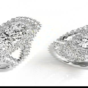 1.35 ctw Certified VS/SI Diamond Halo Ring 18k White Gold: 1.35 ctw Certified VS/SI Diamond Halo Ring 18k White Gold 1.35 ctw Certified VS/SI Diamond Halo Ring 18k White Gold Designer Brand Luxury Jewelrymade in the USA Suggested Retail Price: $9450 .Item: Di