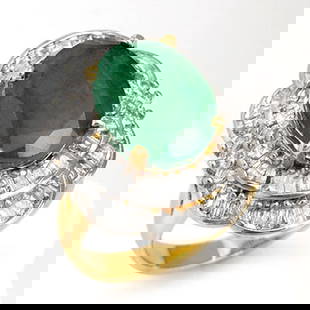 7.04 ctw Emerald & Diamond Ring 14k Yellow Gold: 7.04 ctw Emerald & Diamond Ring 14k Yellow Gold 7.04 ctw Emerald & Diamond Ring 14k Yellow Gold Designer Brand Luxury Jewelrymade in the USA Suggested Retail Price: $11400 .Item: Emerald RingTotal Gem