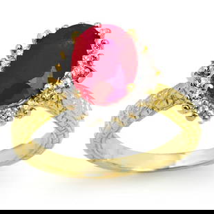 2.75 ctw Ruby & Diamond Ring 18k Yellow Gold: 2.75 ctw Ruby & Diamond Ring 18k Yellow Gold 2.75 ctw Ruby & Diamond Ring 18k Yellow Gold Designer Brand Luxury Jewelrymade in the USA Suggested Retail Price: $7400 .Item: Ruby RingTotal Gem weight: 2