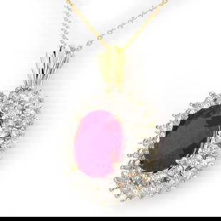 10.81 ctw Ruby & Diamond Pendant 14k Yellow Gold: 10.81 ctw Ruby & Diamond Pendant 14k Yellow Gold 10.81 ctw Ruby & Diamond Pendant 14k Yellow Gold Designer Brand Luxury Jewelrymade in the USA Suggested Retail Price: $18200 .Item: Ruby NecklaceTotal