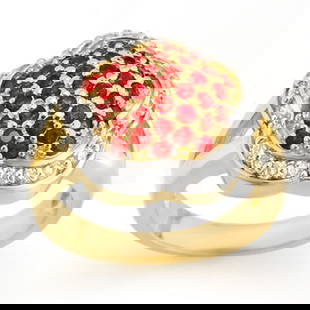 1.50 ctw Red Sapphire & Diamond Ring 14k Yellow Gold: 1.50 ctw Red Sapphire & Diamond Ring 14k Yellow Gold 1.50 ctw Red Sapphire & Diamond Ring 14k Yellow Gold Designer Brand Luxury Jewelrymade in the USA Suggested Retail Price: $5350 .Item: Sapphire Rin