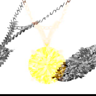 1.05 ctw Certified Intense Yellow Diamond Necklace 10k Rose Gold: 1.05 ctw Certified Intense Yellow Diamond Necklace 10k Rose Gold 1.05 ctw Certified Intense Yellow Diamond Necklace 10k Rose Gold Designer Brand Luxury Jewelrymade in the USA Suggested Retail Price: $