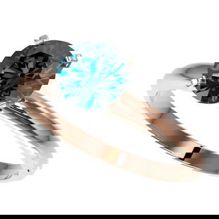 1.50 ctw Certified Intense Blue Diamond Engagement Ring 10k Rose Gold: 1.50 ctw Certified Intense Blue Diamond Engagement Ring 10k Rose Gold 1.50 ctw Certified Intense Blue Diamond Engagement Ring 10k Rose Gold Designer Brand Luxury Jewelrymade in the USA Suggested Retai