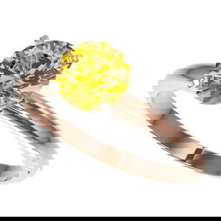 1.50 ctw Certified Intense Yellow Diamond Solitaire Ring 10k Rose Gold: 1.50 ctw Certified Intense Yellow Diamond Solitaire Ring 10k Rose Gold 1.50 ctw Certified Intense Yellow Diamond Solitaire Ring 10k Rose Gold Designer Brand Luxury Jewelrymade in the USA Suggested Ret