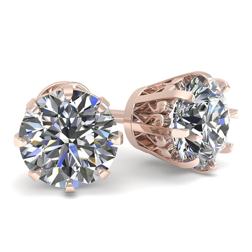 1.50 ctw VS/SI Diamond Stud Earrings Vintage 14k Rose Gold (1 of 2)