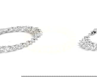 14K White Gold Lab Grown Diamond 4.21 Ct.Tw. Huggie Earrings 23.5mm