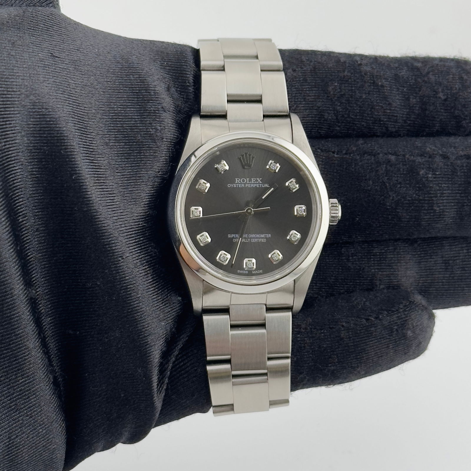 Rolex Airking 14000 Unisex Watch with AM Grey Diamond Dial (1 of 3)