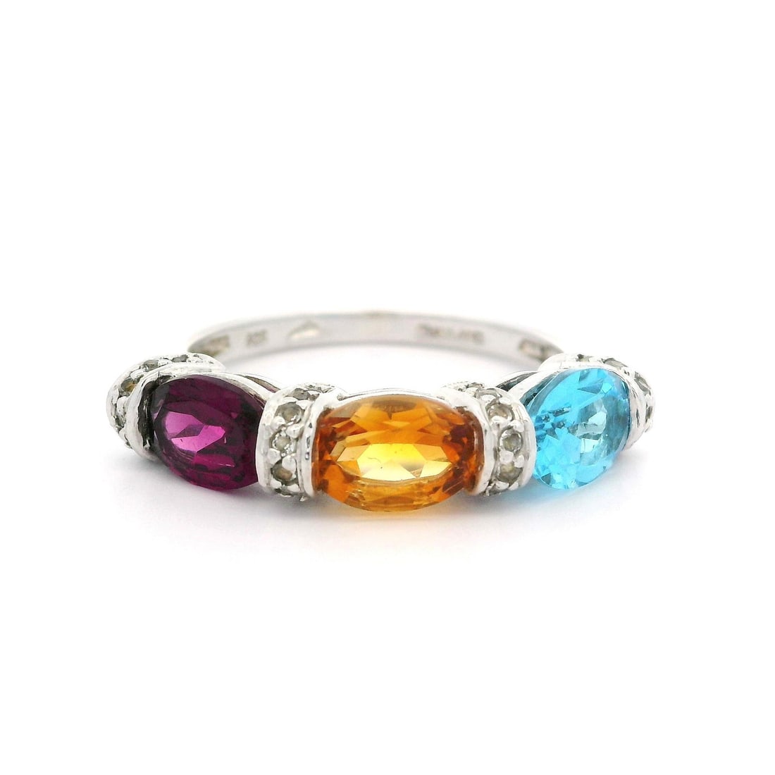 Sterling Silver Amethyst Citrine Topaz Stackable Birthstone Ring Size 6.5 (1 of 5)