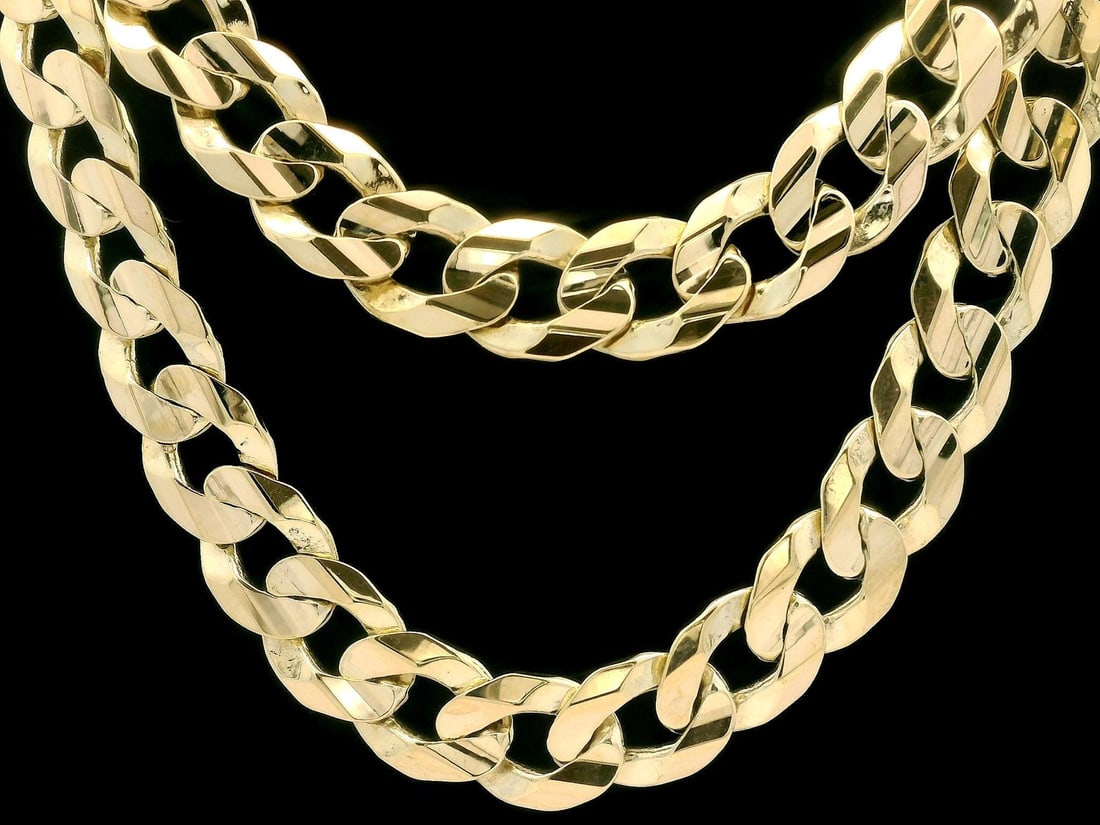 14k Yellow Gold 22 Inch Cuban Curb Link Chain Necklace (1 of 5)