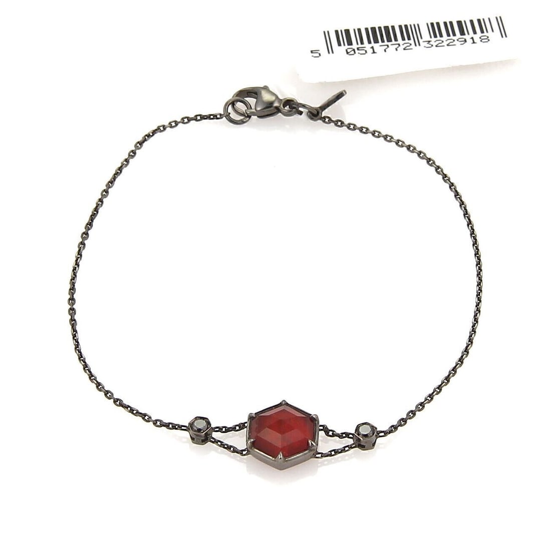 Stephen Webster Deco 18k Black Gold Charm Bracelet Red Quartz Black Diamond: Stephen Webster Deco 18k Black Gold Charm Bracelet Red Quartz Black Diamond This exquisite Stephen Webster Deco bracelet showcases a striking design that combines elegance and contemporary flair. Craf
