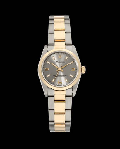 Vintage Rolex Oyster Perpetual 18k Gold Steel Ladies Watch 6719 - Main Image