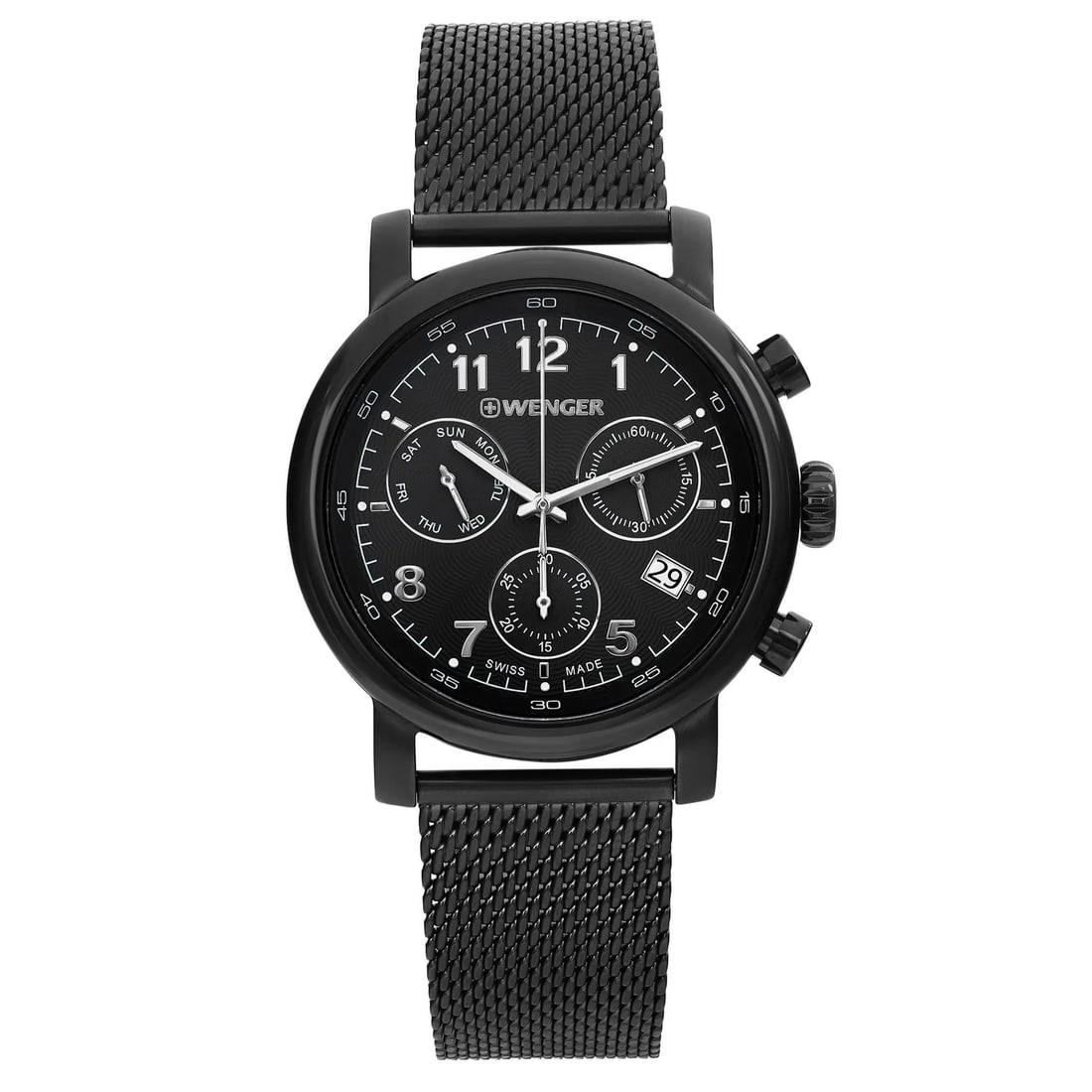 Wenger Urban Classic Black Dial Chronograph Men's Quartz Watch 01.1043.108: Wenger Urban Classic Black Dial Chronograph Men's Quartz Watch 01.1043.108 Introducing the Wenger Urban Classic Steel Chronograph, a sophisticated addition to any casual wardrobe. This men's quartz wr
