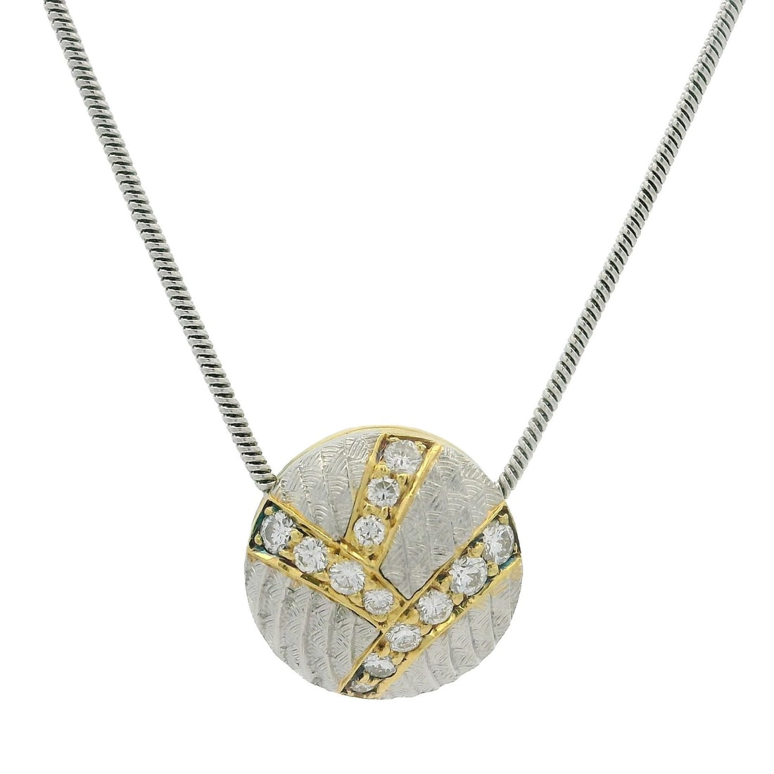 Michael Bondanza 18k Gold Diamond Slide Pendant Necklace Platinum Chain (1 of 11)