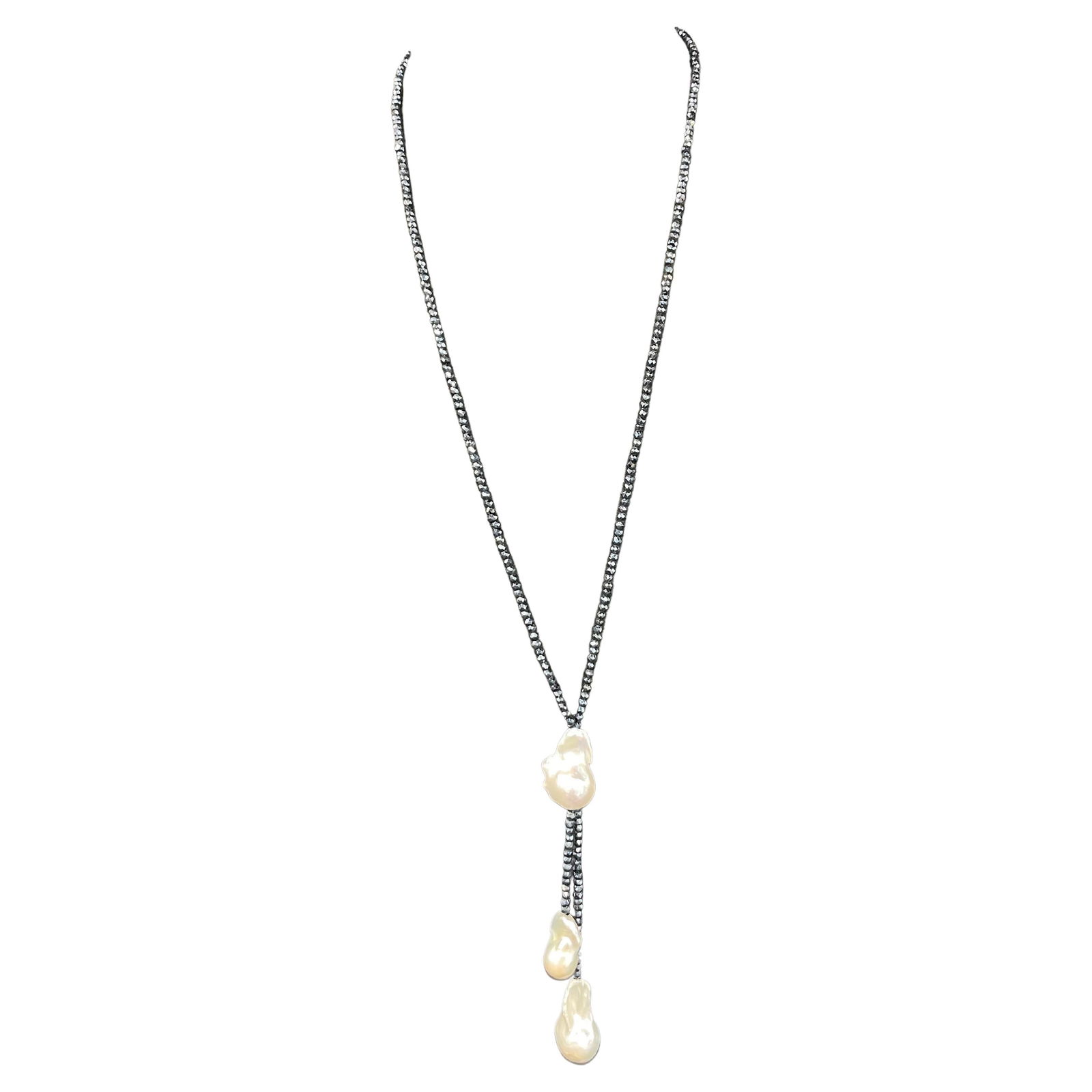 Harbor Diamonds 36 Inch Mystic Spinel Baroque Pearl Drop Necklace: Harbor Diamonds 36 Inch Mystic Spinel Baroque Pearl Drop Necklace This stunning Long Mystic Spinel Baroque White Pearl Drop Necklace features an elegant design with a contemporary flair. The necklace