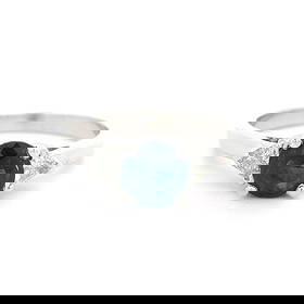 Vintage Platinum GIA Certified 1.46ctw Blue Sapphire Diamond Ring: Vintage Platinum GIA Certified 1.46ctw Blue Sapphire Diamond Ring This exquisite vintage ring features a stunning natural genuine round sapphire, weighing 1.10 carats, expertly prong set in solid plat