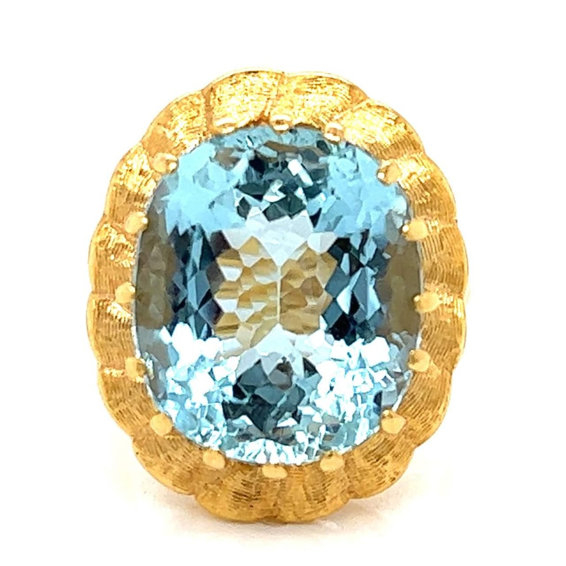 Elegant 14K Yellow Gold Aquamarine Ring 14.00 Ct Size 9 (1 of 1)