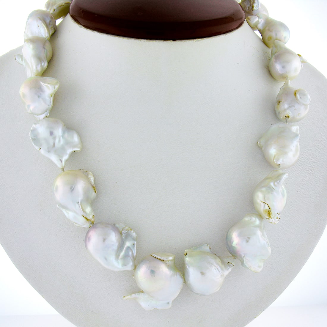 Large Baroque Freshwater Pearl Necklace 18" 14k White Gold Clasp (1 of 6)
