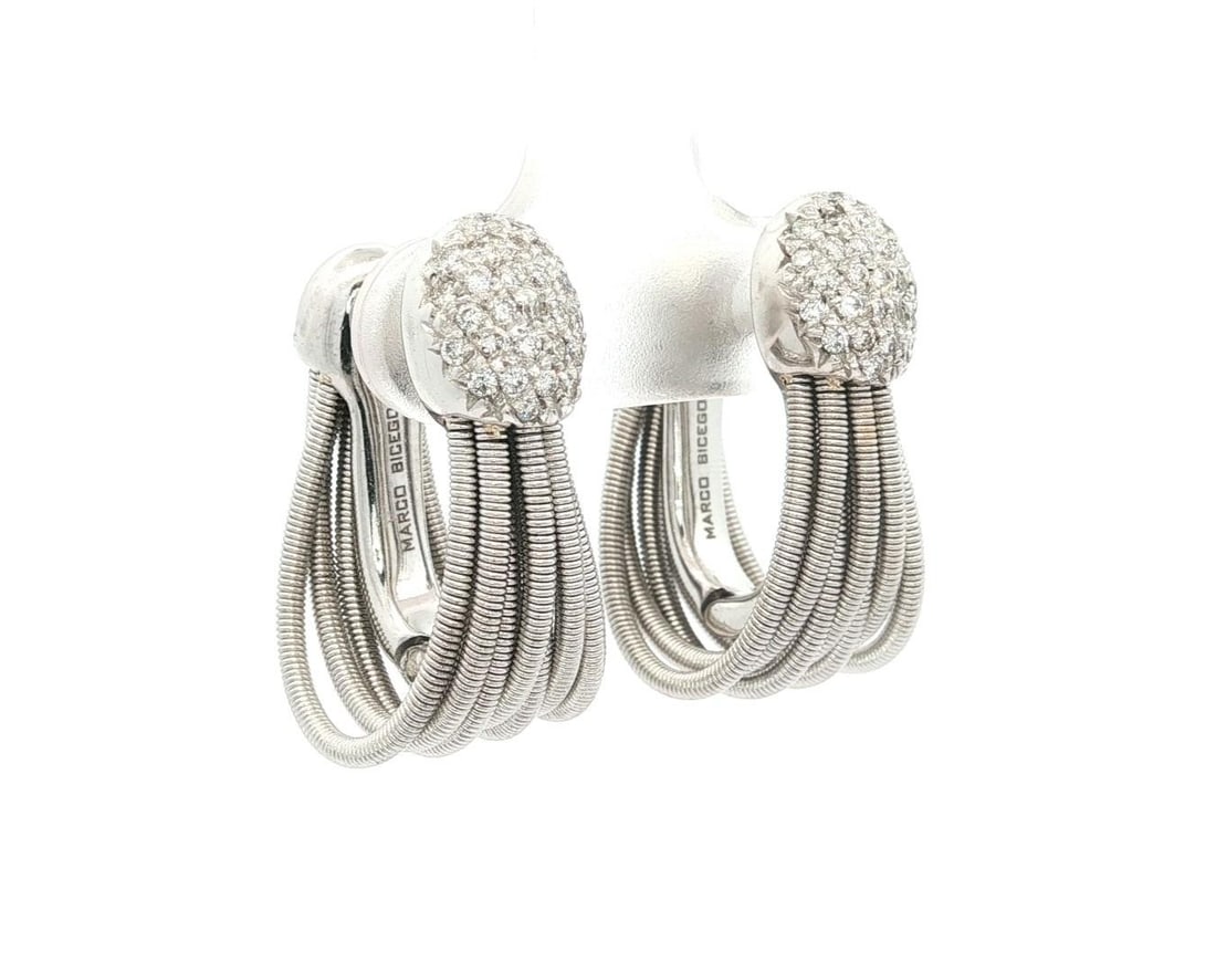 Marco Bicego Madagascar 18K White Gold Diamond Multi Hoop Earrings (1 of 15)