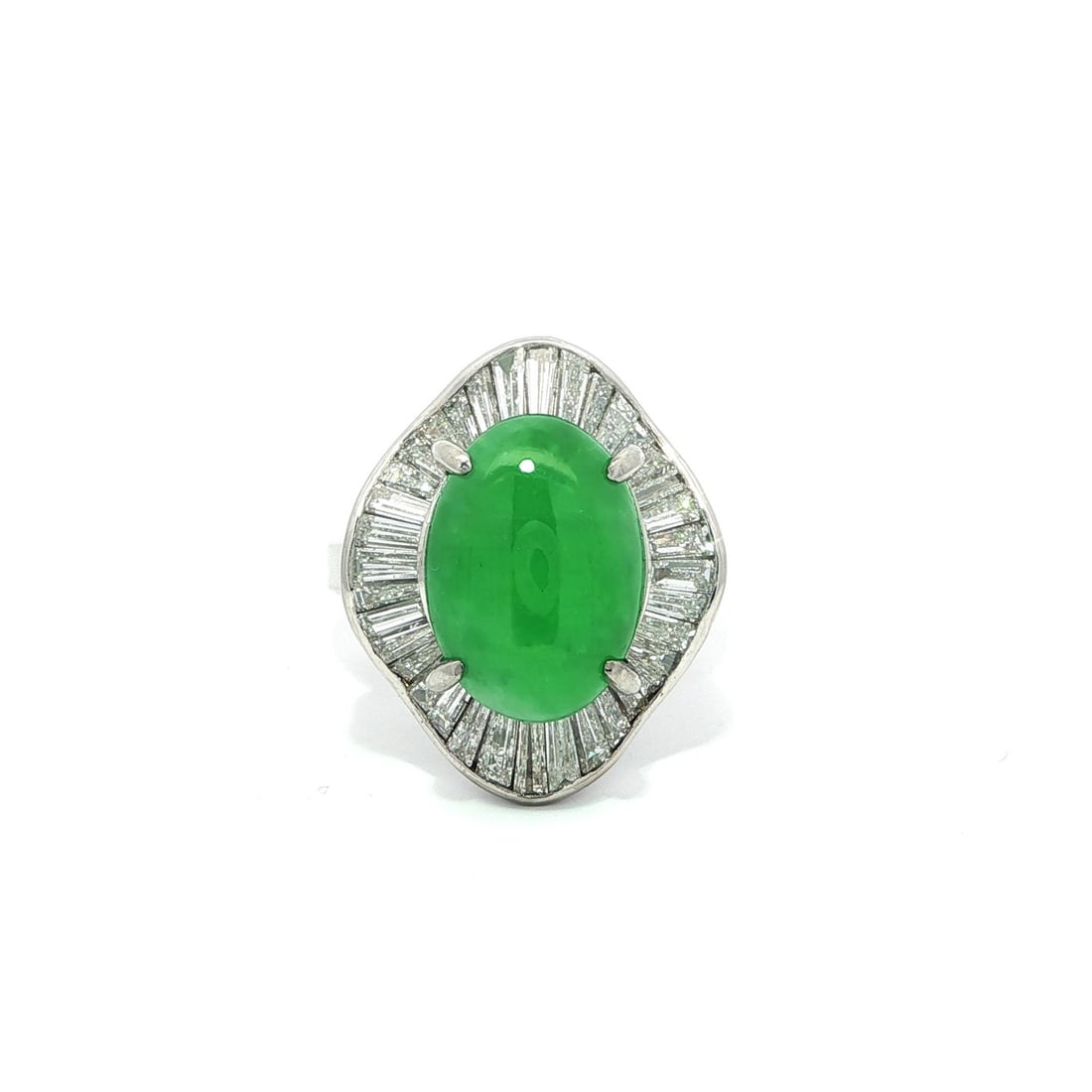 Platinum GIA Certified 6.26ct Burma Apple Green Jade Diamond Ballerina Ring (1 of 16)