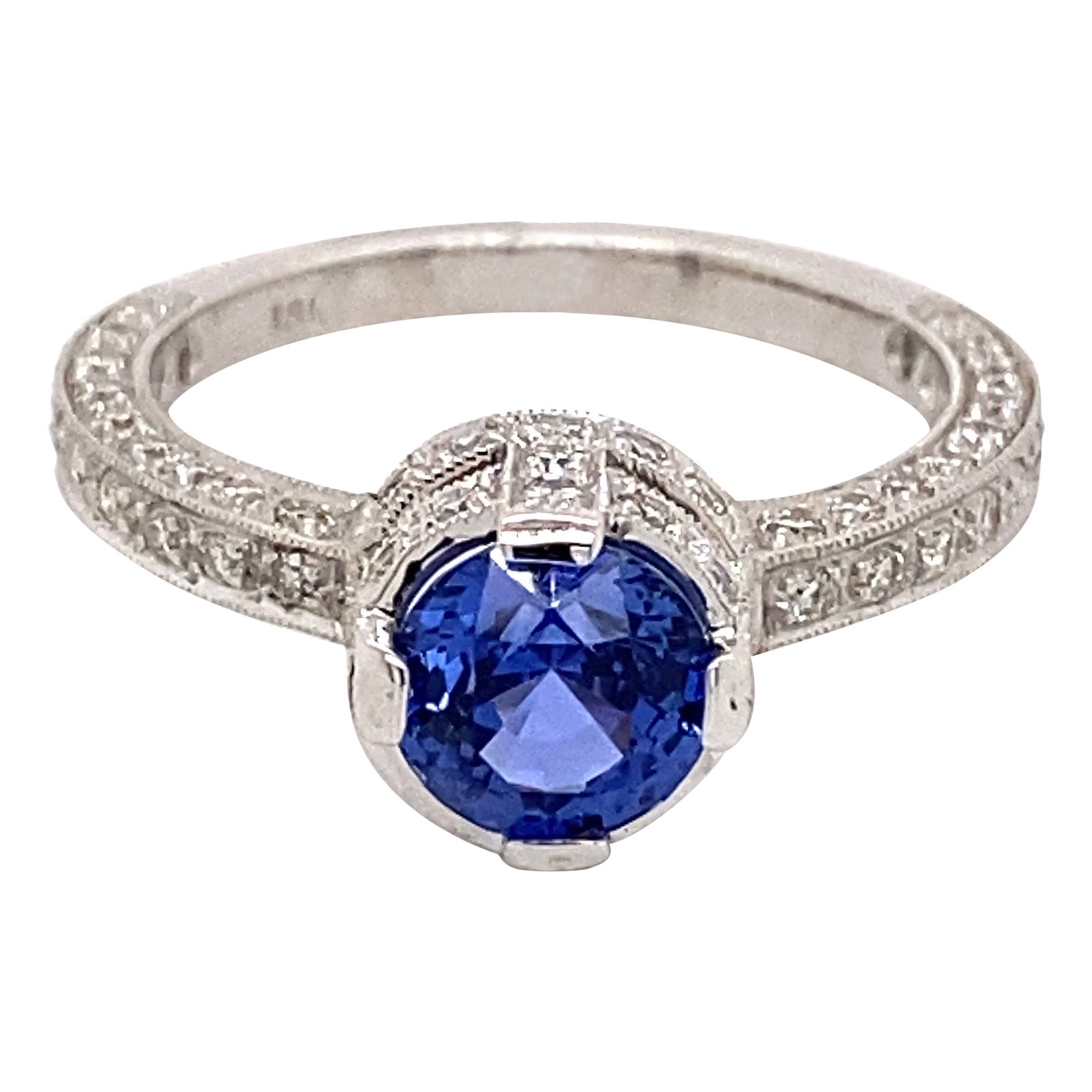 Art Deco 2.27ct Ceylon Sapphire Diamond Ring 18k White Gold GIA Appraisal (1 of 4)