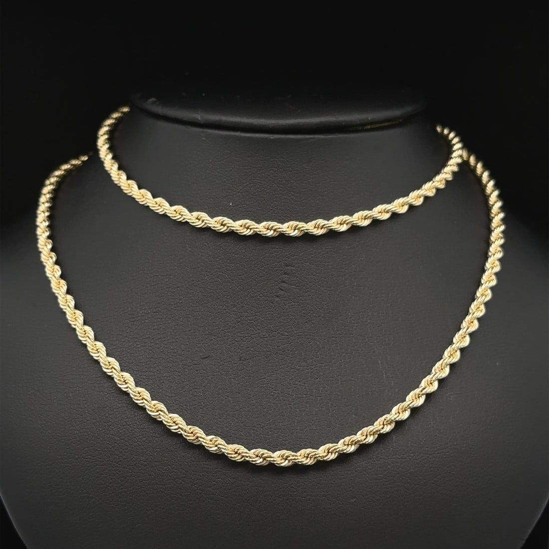 Classic 14k Yellow Gold 22 Inch Rope Link Necklace Lobster Claw Clasp (1 of 7)