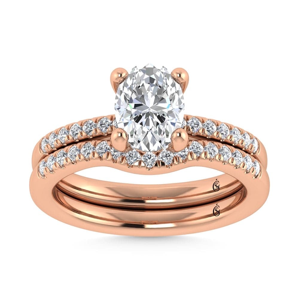 14K Rose Gold Lab Grown Diamond 1 3/4 Ct.Tw. Oval Shape Hidden Halo Engagement Ring (1 of 4)