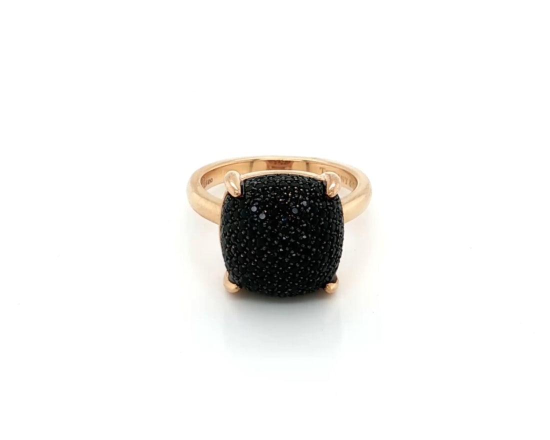 Tiffany & Co. Paloma Picasso Sugar Stacks Ring 18k Rose Gold Black Spinel: Tiffany & Co. Paloma Picasso Sugar Stacks Ring 18k Rose Gold Black Spinel This stunning Tiffany & Co. Sugar Stacks Picasso ring showcases a striking black spinel gemstone, elegantly set in solid 18k r
