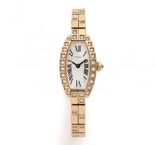 Cartier Tonneau Ladies Watch 18K YG Diamond Bezel Ref 2563 (1 of 4)