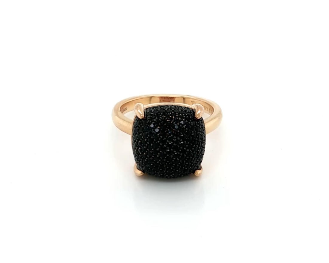 Tiffany & Co. Paloma Picasso Sugar Stacks Ring 18k Rose Gold Black Spinel: Tiffany & Co. Paloma Picasso Sugar Stacks Ring 18k Rose Gold Black Spinel This striking Tiffany & Co. Sugar Stacks Picasso ring showcases a bold black spinel gemstone, elegantly set in luxurious 18k r