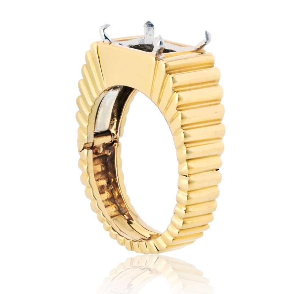David Webb Estate Ring Platinum 18K Yellow Gold Fluted Design (1 of 5)