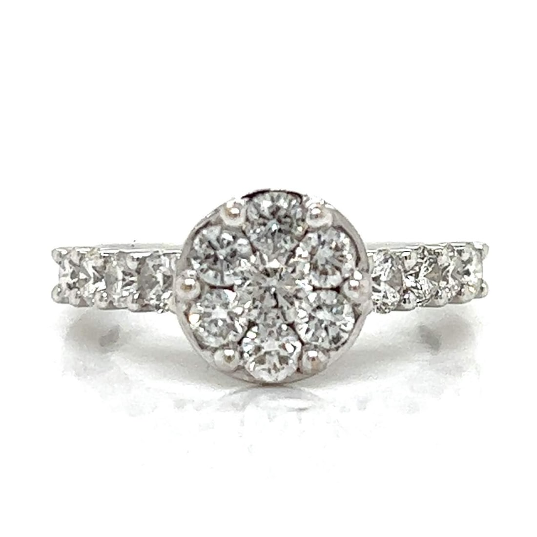 Elegant 14K White Gold 1.00 Ct Diamond Ring with 15 Diamonds (1 of 4)