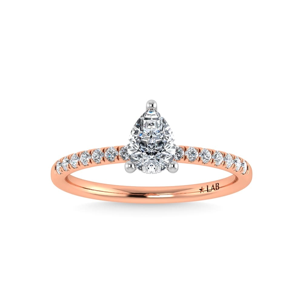 14K Rose Gold Lab Grown Diamond 7/8 Ct.Tw. Pear Shape Hidden Halo Engagement Ring (1 of 4)