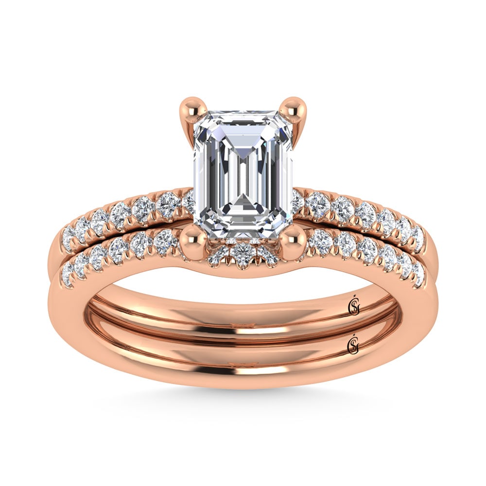 14K Rose Gold Lab Grown Diamond 1 3/4 Ct.Tw. Emerald Shape Hidden Halo Engagement Ring (1 of 4)