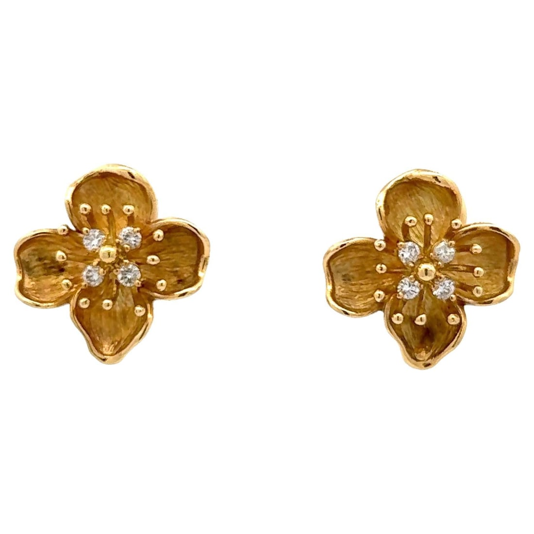 Harbor Diamonds 18K Yellow Gold Flower Stud Earrings 0.56ct Diamonds (1 of 4)
