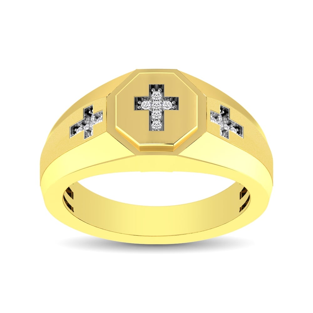 10K YellowGold 1/20 Ct.Tw. Diamond Men's Cross Ring (1 of 3)