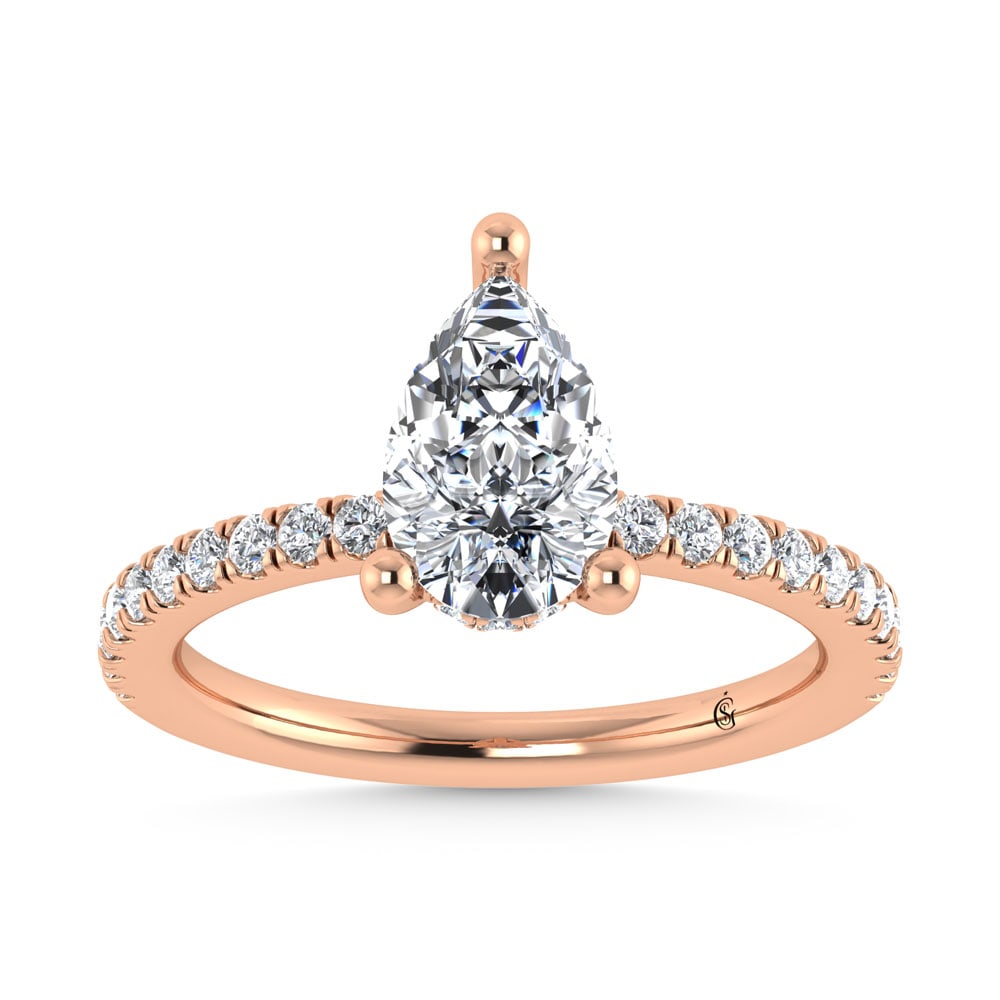 14K Rose Gold Lab Grown Diamond 1 3/4 Ct.Tw. Pear Shape Hidden Halo Engagement Ring (1 of 4)