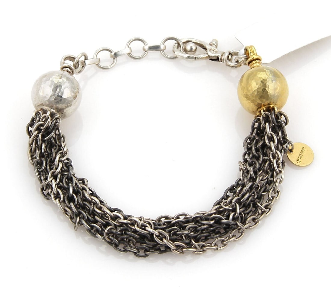 Gurhan Delight 24k Gold Layered Sterling Silver Beads Bracelet 7.5": Gurhan Delight 24k Gold Layered Sterling Silver Beads Bracelet 7.5" Introducing the Gurhan Delight 24k Gold Layered & Sterling Silver Beads Chain Bracelet, a stunning piece of fine jewelry that exempl