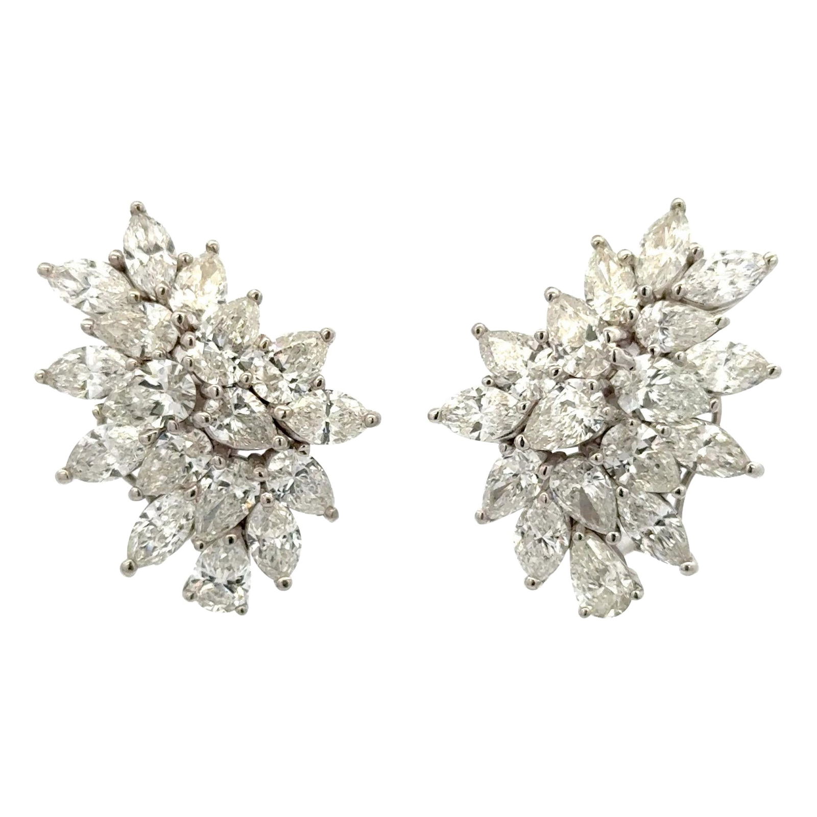 Harbor Diamonds 11.01 Carat Marquise Pear Diamond Cluster Earrings in 18K White Gold: Harbor Diamonds 11.01 Carat Marquise Pear Diamond Cluster Earrings in 18K White Gold Make a statement with these stunning Large Marquise Pear Shape Diamond Cluster Earrings, featuring a remarkable tot
