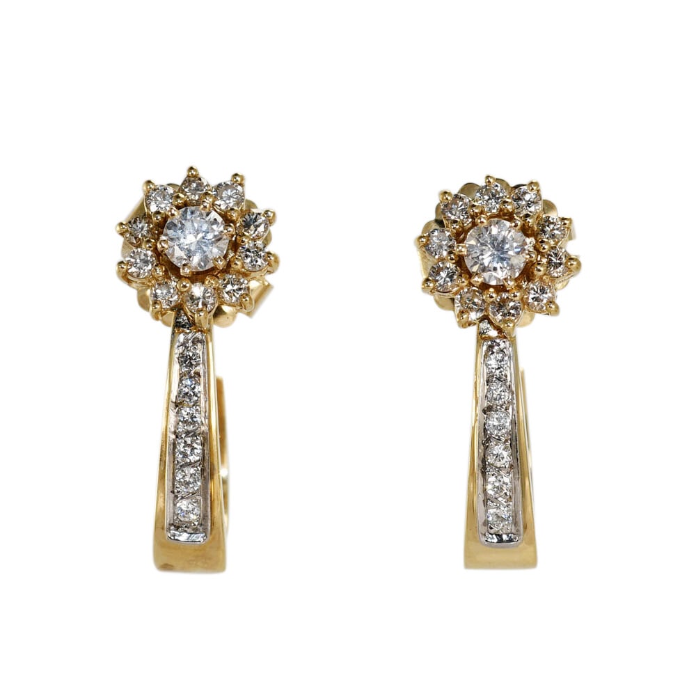 Vintage 14K Yellow Gold Diamond Dangle Earrings 1.20ctw SI H-J (1 of 11)